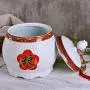 Food Jars & Crocks Rice Storage Bucket Household Ceramic Rice Cylinder Moistureproof and Insect Sealed Storage Tank Flour Tank Kitchen Rice Bucket Gift (Color : White, Size : 34x37cm)