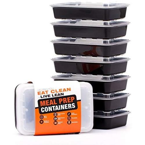 Evolutionize Healthy Meal Prep Containers - Certified BPA-free - Reusable, Washable, Microwavable Food Containers/Bento Box with Lids (7 Pack, Single Compartment, 28 Ounce)