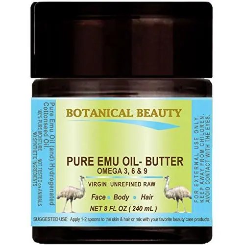 Pflanzliches Emuöl-Butter. 100% Natürliche - Roh - Junges - Ungefiltert. Für Gesicht, Körper, Hände, Füße, Nägel & Haare sowie Lippenpflege. (240 ml)