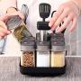 DUDDP Storage Spice lar set Reusable Jar Kitchen Seasoning Jar,Home Glass Pepper Bottle with Hole,Salt Shaker,Rotary Glass Cruet Seasoning Jar Set of 8,Kitchen supplies