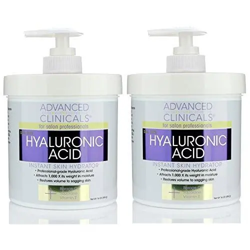 Advanced Clinicals Anti-aging Hyaluronic Acid Cream for face, body, hands. Instant hydration for skin, spa size. (Two - 16oz) Advanced Clinicals Anti-aging Hyaluronic Acid Cream for face, body, hands. Instant hydration for skin, spa size. (Two - 16oz)
