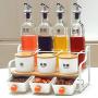 Kitchen seasoning box/Glass Ceramic Condiment Storage Container with Pallet Shelf Storage Bottle Salt jar