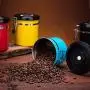 LAN BACK Kaffeebehälter, Kaffeebehälter, luftdichter Edelstahl-Behälter mit 800 ml, Gelb
