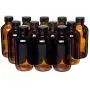 Kalifornische Haushaltsartikel – 12er Pack – 4 oz. Bernstein Glas Flasche mit Verschluss für Vanilleextrakt, Parfüm, Öle, lichtempfindliche Flüssigkeiten, wiederbefüllbare Bostonrunde Flasche