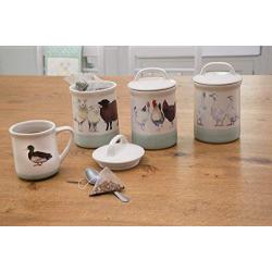 Kitchen Craft Apple Farm Hand-Finished Sally Sheep Ceramic Airtight Storage Jar, 10.5 x 17.5 cm (4" x 7") - Cream/Green, 10.5 x 10.5 x 17.5 cm, Multi-Colour