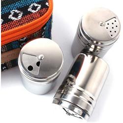 Studyset Seasoning Shaker Rub Container Tins Stainless Steel Rotating Spice Jars for Cooking Barbecue