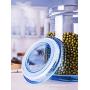 HOUSIYU Food Storage Container, Stackable Color Transparent Glass with Lid Sealed Cans for Confectionery, Biscuits, Rice and Spice Jars, Sugar or Flour Containers, Blue,500MLx2