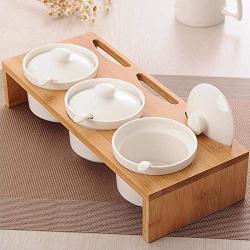 Kitchen seasoning box/Ceramic Condiment Storage Container with Pallet Salt jar Three-Piece Set