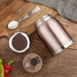 ONEISALL Stainless Steel Food Jar - 24oz Kids and Adults Lunch Thermos with Folding Spoon - Baby Food Storage Container Flask (Rose gold)