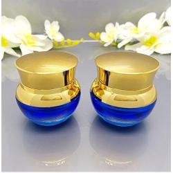 1PCS 30ML1oz Blue Empty Upscale Glass Bottle Jar Container With Gold Lid Inner Pad Cosmetic Makeup Eye Shadow Jar Emulsion Face Cream Travel bottle Container