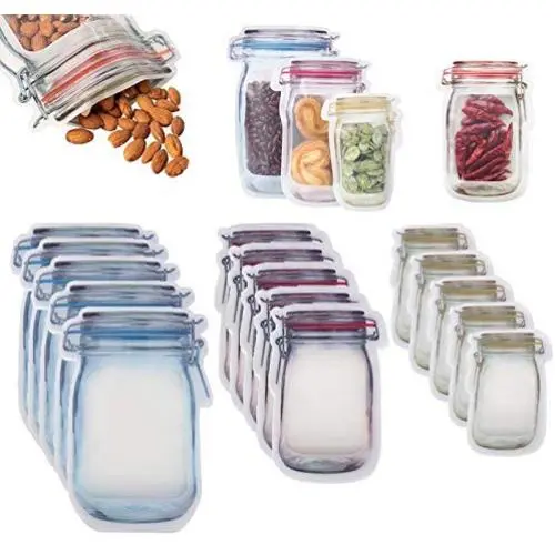 Sacs Mason Réutilisables 30 Pièces avec Fermeture Éclair, Idéal pour les Collations, Sandwiches, Conservation Alimentaire, Voyage, Camping, Pique-nique Sacs Mason Réutilisables 30 Pièces avec Fermeture Éclair, Idéal pour les Collations, Sandwiches, Conservation Alimentaire, Voyage, Camping, Pique-nique