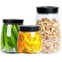 PPLK Glass Storage Tank Kitchen Transparent Dried Fruit Miscellaneous Grains Jar Tea Storage Bottle Food Sealed Cans,Clear,B