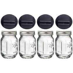 Mini Mason Spice Jar with Dispenser Lid 4oz (4, black)