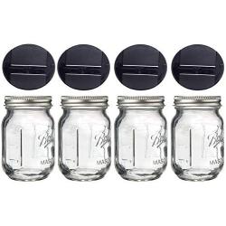 Mini Mason Spice Jar with Dispenser Lid 4oz (4, black)