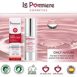 Le Pommiere serum for face moisturizer 1.1 fl oz. Anti age hyaluronic acid. Anti-wrinkle & anti-aging to man & woman with vitamin C, A Retinol, E, Collagen, Q10. Antiage for all skin types