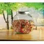 Conteneur de Rangement en Verre, Pot à Biscuits Transparent avec Couvercle en Acier Inoxydable