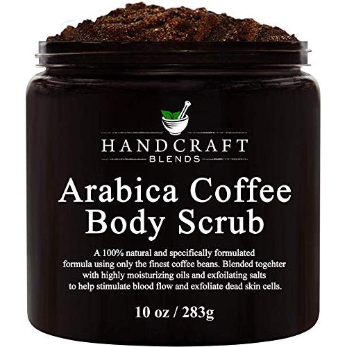 Handcraft Arabica Coffee Body Scrub and Facial Scrub - All Natural with Organic Ingredients - for Stretch Marks, Acne, Powerful Anti Cellulite Remover and Spider Veins 10 oz