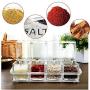 Clear Spice Rack Spice Pots - 4 Piece Acrylic Seasoning Box - Storage Container Condiment Jars - Cruet with Cover and Spoon - Spice Salt Container Sugar Storage Organizer