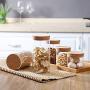 Storage Tank Sealed Jar Food Storage Container Durable Cereal Storage Cans Dry Foods Liquids Kitchen Storage Box Wood Lid, A
