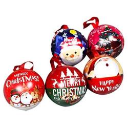 TOYANDONA Christmas Tinplate Ball Candy Storage Jar Candy Boxes Christmas Tree Decoration Holiday Surprise Gift 5pcs (Random Pattern)