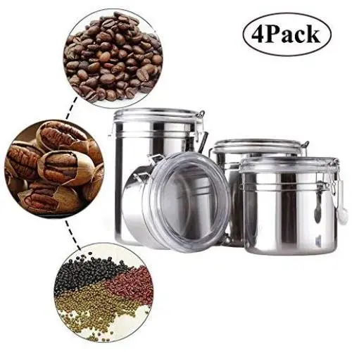 KAFEI Coffee Storage Cannister,Coffee Jar Tea Caddy Kitchen Storage Tin Canister, Stainless Steel Containers Canisters with Co2 Valve, for Coffee, Tea, Nuts and Powders KAFEI Coffee Storage Cannister,Coffee Jar Tea Caddy Kitchen Storage Tin Canister, Stainless Steel Containers Canisters with Co2 Valve, for Coffee, Tea, Nuts and Powders