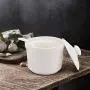 Servier Zuckerhutschen Set, 3er-Set Keramik-Lebensmittelfässer mit Bambusdeckel und Keramik-Löffel für Zuhause und Küche, Porzellan-Zuckerbehälter mit Löffel für Zucker, Kaffee, Tee, Gewürze (3-er Set Stil E)