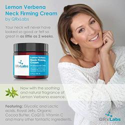 Lemon Verbena Neck Firming Cream – Tightening & Lifting Moisturizer for Loose, Wrinkled or Sagging Skin on Neck, Decollete & Chest – Best to Prevent Turkey/Crepe Neck – 2 fl oz