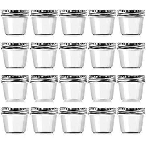 Novelinks 4 Ounce Clear Plastic Jars Containers With Screw On Lids - Refillable Round Empty Plastic Slime Storage Containers for Kitchen & Household Storage - BPA Free (20 Pack)