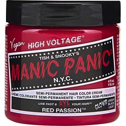 Manic Panic Red Passion Hair Dye – Classic High Voltage - Semi Permanent Hair Color - Glows in Blacklight - Medium Strawberry Red Shade With Pink Tint - Vegan, PPD & Ammonia Free - For Coloring Hair