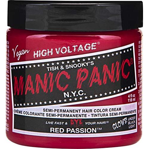 Manic Panic Rotpassion – Klassische High Voltage – Halbpermanente Haarfarbe – Leuchtet im Dunkeln – Mittel-bis-heller Erdbeerrot mit Rosa-Tönen – Vegan, PPD & Enthaltamfrei – Für die Haarfarbe