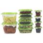 Home Basics 12 Piece Plastic Food Storage Container Set with Vented Plastic Lids, Green