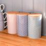 Nicola Spring Porcelain Tea, Coffee and Sugar Canister - Light Blue Geometric Pattern