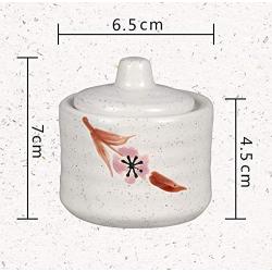 Ceramics Japanese Sugar Bowl Seasoning Pot Salt Pepper Storage Jar with Lid And Spoon