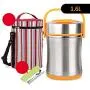 Dichtbarer Vakuumisolierter Lunchbox, Tragbarer Thermos Edelstahl Trinkflasche, Aufbewahrungsbeutel (Farbe: Orange, Größe: 1600ml)