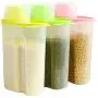 Enregneur de Riz IETONE, Grand, Plastique BPA-Free, Récipients de Conservation Alimentaire Cuisine avec Capuchon Mesuré, Jeu de 3, Rose, Vert et Jaune
