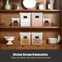 【ME.FAN Boîtes de Rangement Alimentaire [Lot de 6] Conteneurs pour Stockage de Farine- Garde-Manger, Boîtes d'Entreposage Airtight avec 5 Set Tasses Mesurables & 24 Étiquettes & Stylo – Noir】