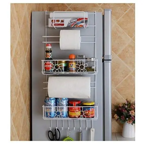 YAONIEO 5-Reifen Stauraum-Kühlschrank Seitenschrank Küchengewürz-Behälter-Regalehalter Weiß
