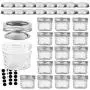 Bouteilles en verre VERONES de 100 ml avec couvercles et anneaux réguliers, idéales pour confitures, miel, cadeaux de mariage, cadeaux de douche, aliments pour bébés, pots d'épices magnétiques DIY, 16 PACK, Extra 16 couvercles.