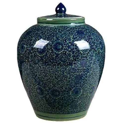Keramik-Lebensmittellagerbehälter mit Deckeln, Europäische große Müsli-Lagerbehälter-Glas für Tee, Kaffee, Mehl, Rustikaler Hausdekor, Küchen- und Vorratsorganisation, 10L, Blau