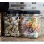Jars with Lids 4 Clear Empty Plastic Storage Holders - Square Food Grade Air Tight Container with Easy Grip Handles - BPA Free Jar Multi Purpose