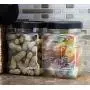 Jars with Lids 3 Clear Empty Plastic Storage Holders - Square Food Grade Air Tight Container with Easy Grip Handles - BPA Free Jar Multi Purpose