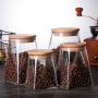 HUNGER Square Glass Food Storage Jar with Airtight Bamboo Lid, Clear Food Storage Container for Saving Chocolate, Coffee, Flour, Candy and More (11.83 FL OZ)