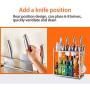 Kitchen Stainless Steel Rack,2-Tier Standing Rack Kitchen Bathroom Countertop Storage Organizer Spice Jars Bottle Shelf Holder Rack Wall-mounted Punch-free Seasoning Shelf Tool Holder with 4 Hooks