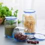 HIZLJJ 3Pcs Triangle Stackable Glass Food Storage Containers with Airtight Lid,Glass Storage Jar for Pasta, Tea, Coffee, Cookies, Snacks