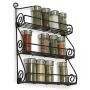 Pentaero Wrought Iron Kitchen Rack, Kitchen Rack, Kitchen Storage Rack, Wall-Mounted Seasoning Rack, 3-Tier Spice Rack Spice Jars Bottle Holder Storage Organizer Shelf for Kitchen (Black)