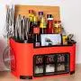 LYNNTLJ Gewürzregale, Multifunktionale Kunststoff-Gewürzregale, für Gewürzgefäße und Flaschen, platzsparend/Rot/39,5x20x23cm