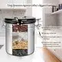 Kitchen Stainless Steel Hermetic Coffee Jar,Measuring Spoon Included,Vacuum Stainless Steel Coffee Container with Date Tracker,Exhaust Switch