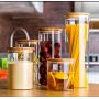 ALXDR Clear Glass Jars with Airtight Bamboo Lid, 3 Big and Small Food Storage Containers for Tea, Coffee, Candy, Cookie