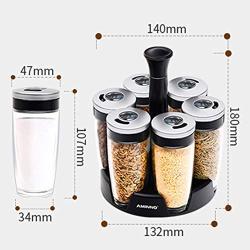 DUDDP Storage Spice lar set Reusable Jar Glass Rotating Seasoning Cans Set, A Set of 6, Multiple Kinds Holes