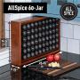 AllSpice Wooden Spice Rack, Includes 60 4oz Jars- Matte Black